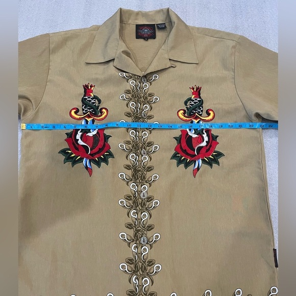 [M]Dragonfly Roadhouse Embroidered SS Button Graphic Shirt Polyester - Picture 6 of 9